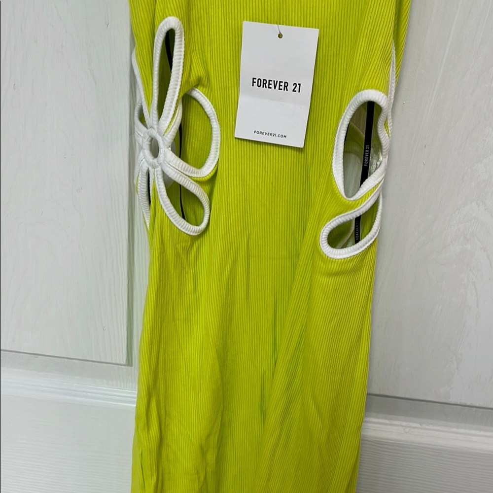Forever 21 Neon Green Dress with White Details